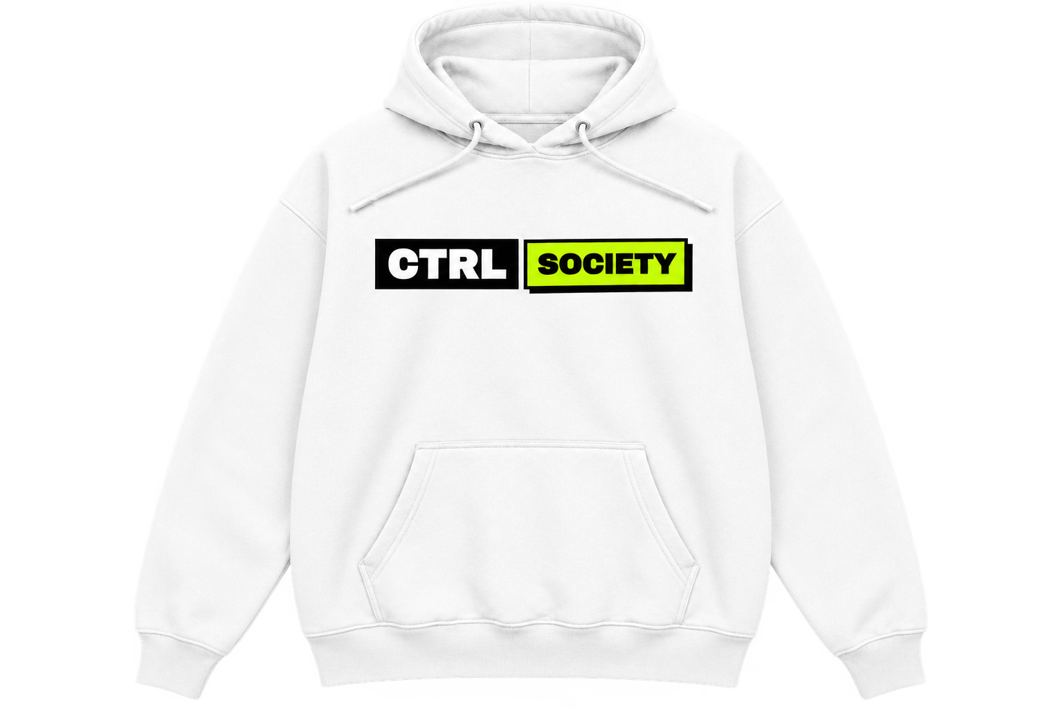 White CTRL Society logo hoodie